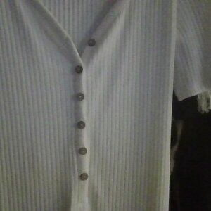 Forever 21 Short Sleeve Sweater Dress Henley Button Down Ivory Medium